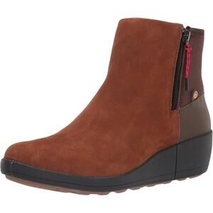 NIB Bogs Vista Waterproof Leather Rugged Zip Snow Boots Cognac Womens Size 7